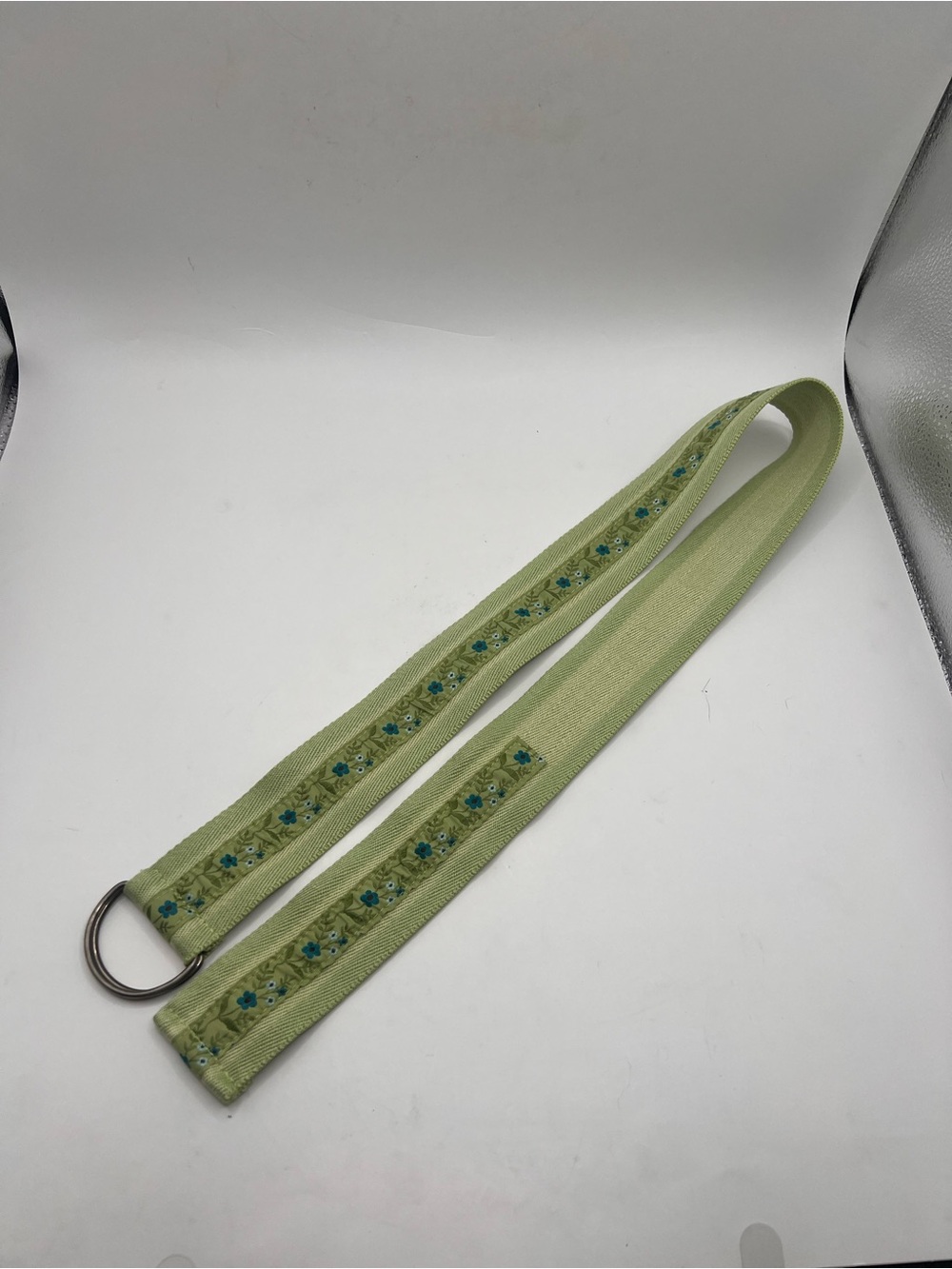 Light Green Floral Embroidered D-Ring Belt